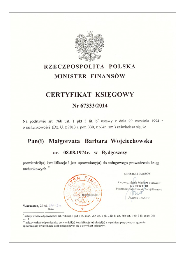 certyfikat 1mf